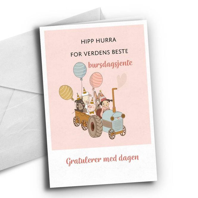 Hovedbilde Kort - Bursdagsjente - traktor