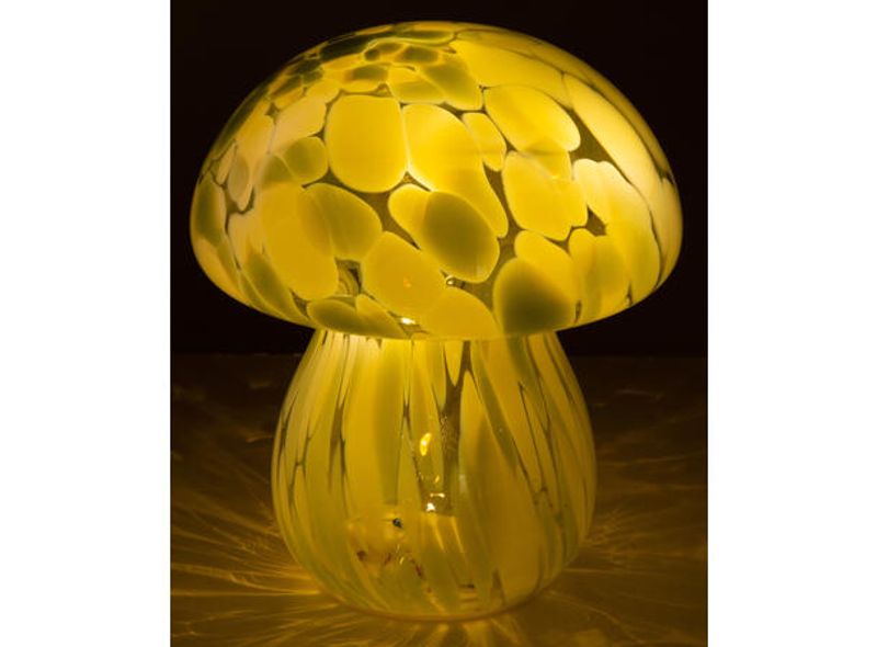 Sopp glass grønn dots 5 LED 15,5cm