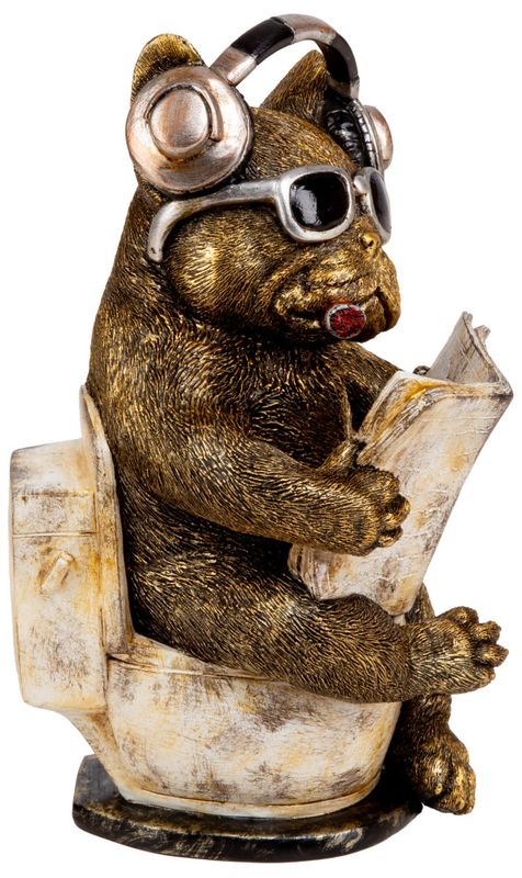 Figur Hund leser avis WC 20,5cm