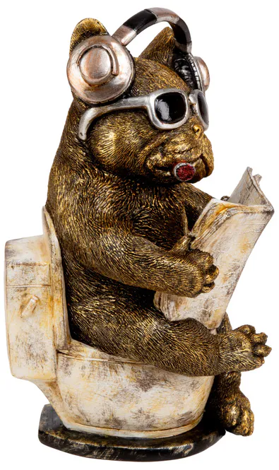 Hovedbilde Figur Hund leser avis WC 20,5cm