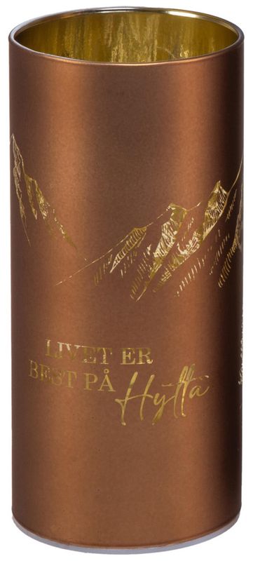 Lyslykt LED Livet på hytta brun 8x20cm