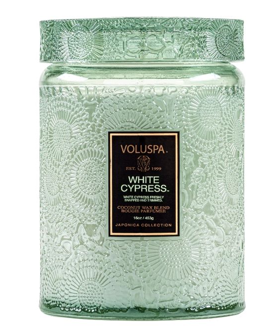 Bilde av Voluspa Large Glass Jar White Cypress