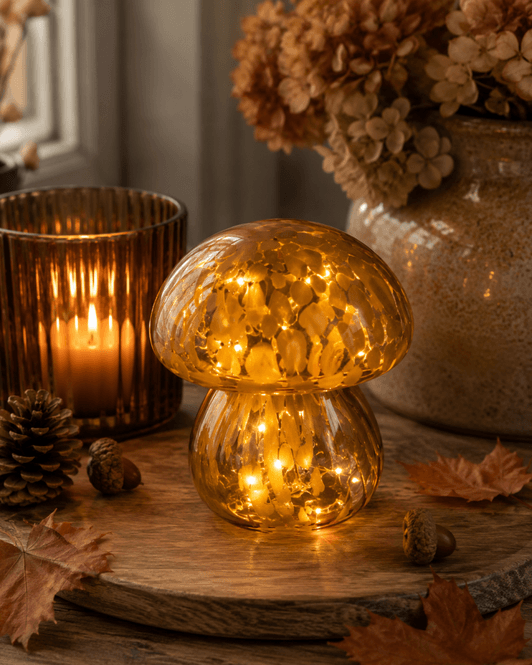 Hovedbilde Sopp glass amber dots 5 LED 15,5cm