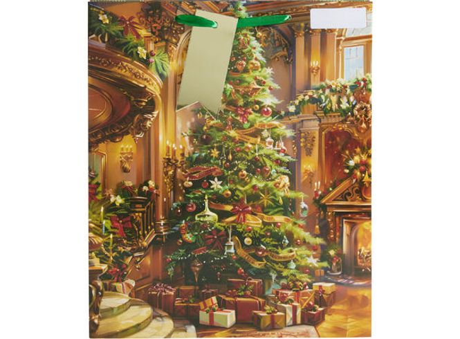 Hovedbilde Gavepose julemotiv ruter 32x26x10cm Ass