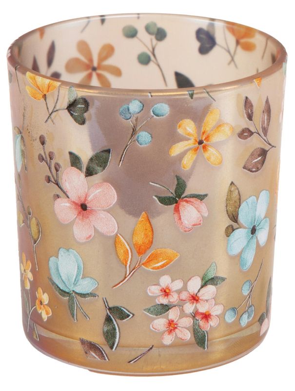 Lysglass småblomster matt rosa 8cm