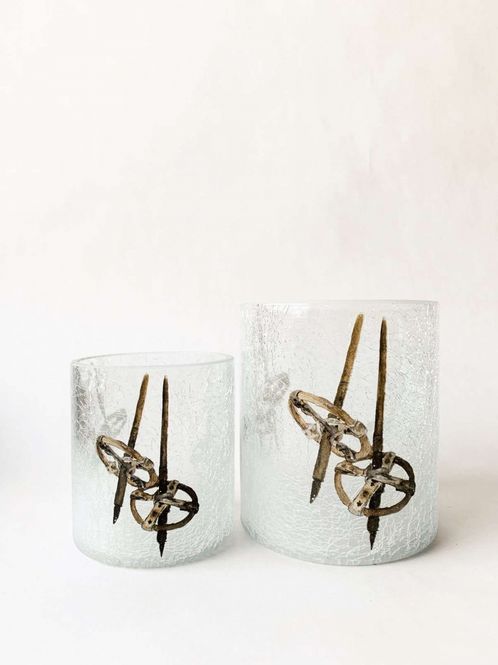 Hovedbilde Lysglass krakelert frostet skistaver 11,5×13 cm