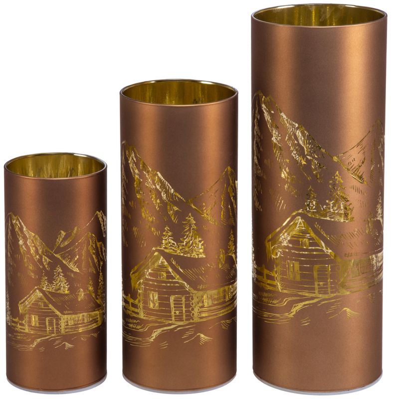 Lyslykt LED Livet på hytta brun 7x15cm