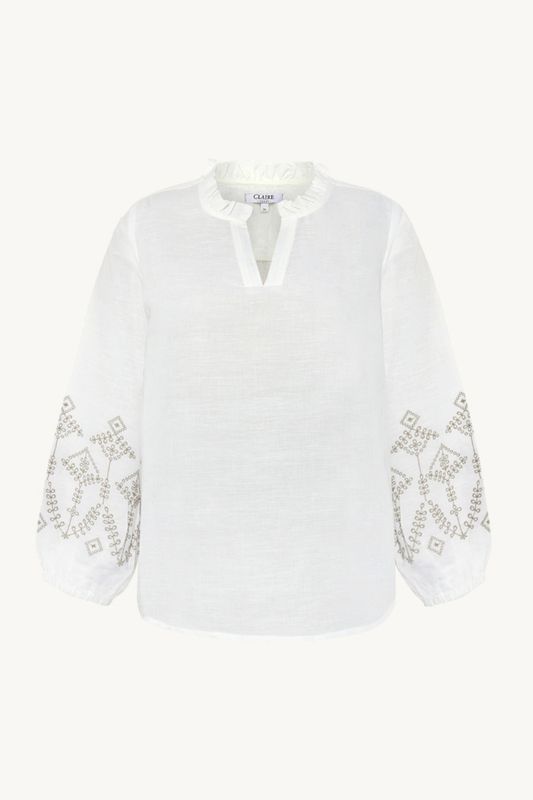 Rilla bluse Beige broderi