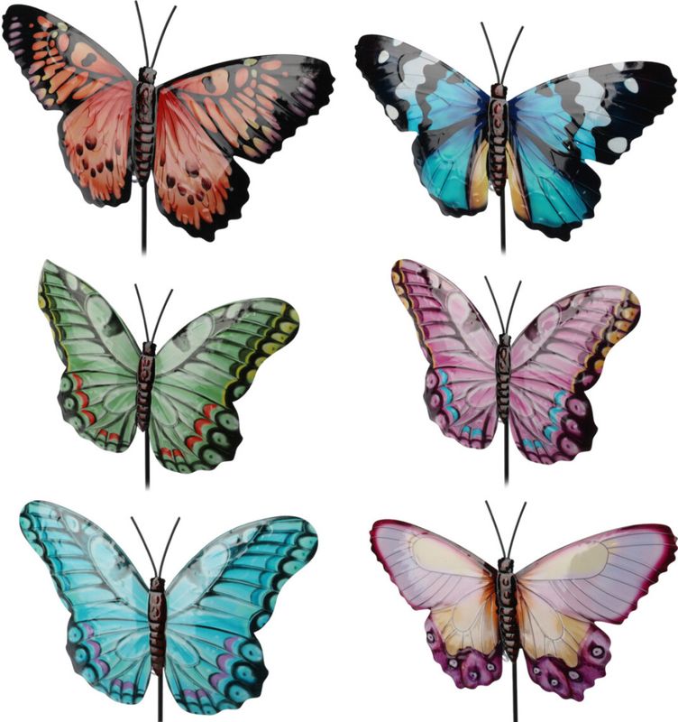 Blomsterpinne sommerfugl metal 66cm Assorterte farger