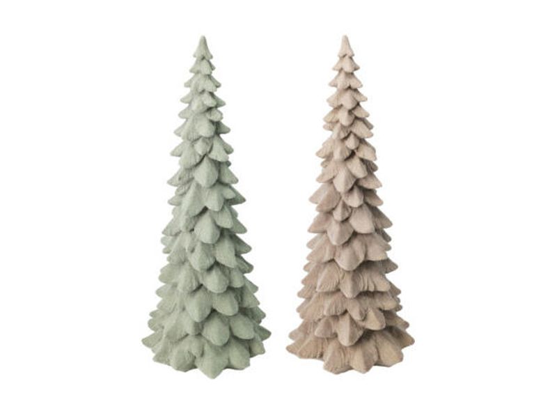 Juletre grønn/brunlig stoff 13x21cm