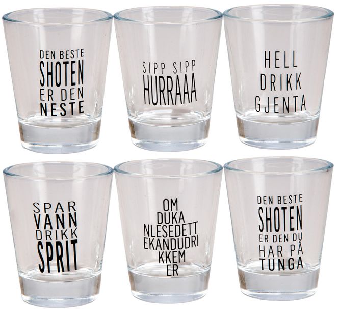 Hovedbilde Shotglass blank gutta-tekster 5x6cm s/6