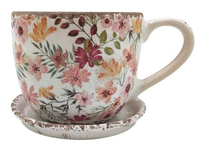Blomsterpotte kopp keramikk 14x11x8,5cm