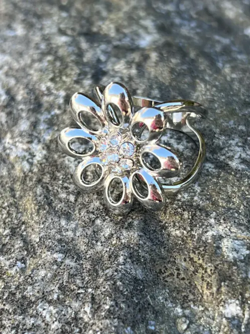 Hovedbilde Scarf ring FLOWER Silver Clear