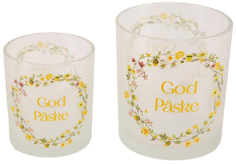 Lysglass krans God Påske 8cm