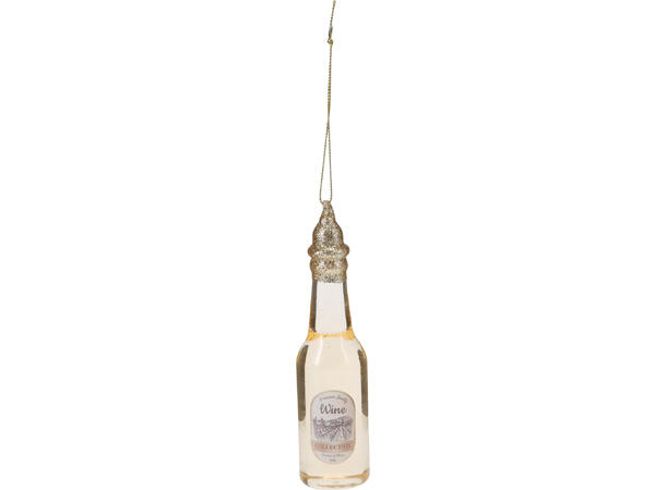 Hovedbilde Juletrepynt vinflaske glass 14cm
