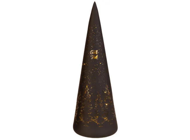 Hovedbilde Lyslykt LED God Jul tre sort kjegle 30cm