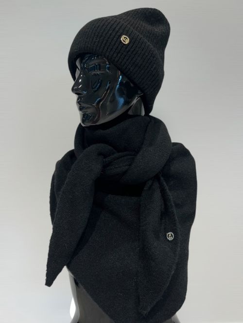 Hovedbilde Strikket skjerf ullmix - Sort