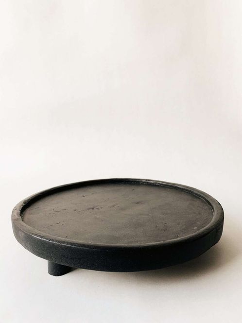 Hovedbilde Lysfat tre på ben 24cm sort