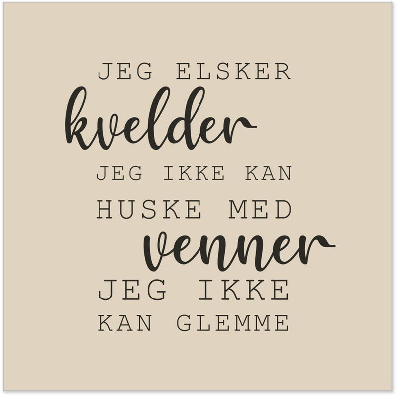 Serviett Jeg elsker kvelder med venner
