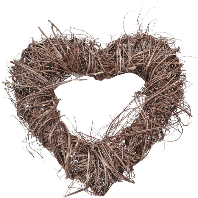 Hovedbilde LINA Hjertekrans rattan D40 H10 cm natur/gold