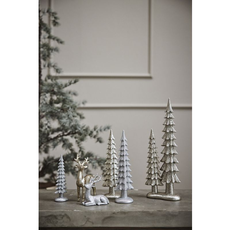Sissia decoration deer 8.5cm. Silver Liggende