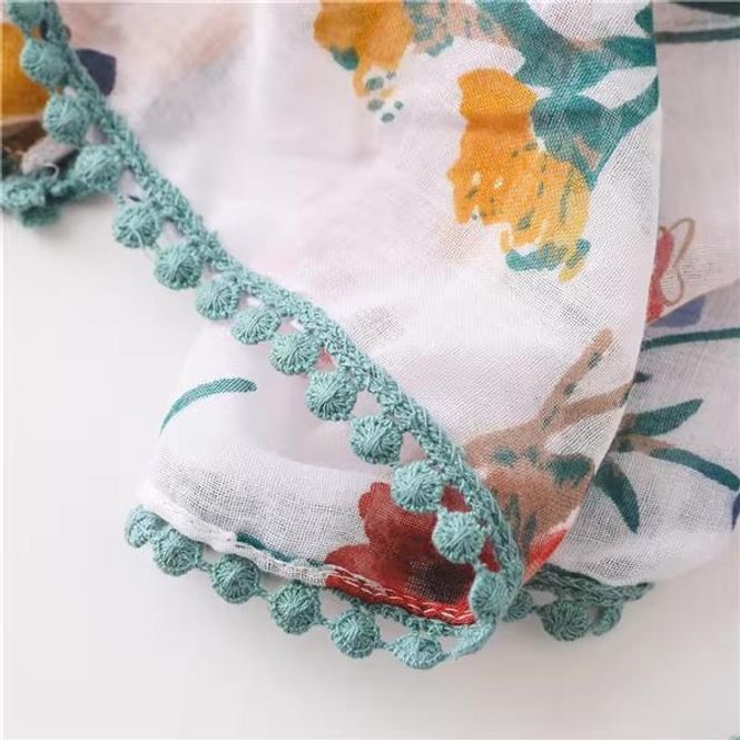 Hovedbilde Sun Flower Pompom Edge Viscose Scarf 180x90 - ...
