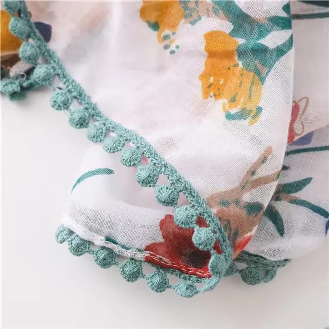 Hovedbilde Sun Flower Pompom Edge Viscose Scarf 180x90 - ...