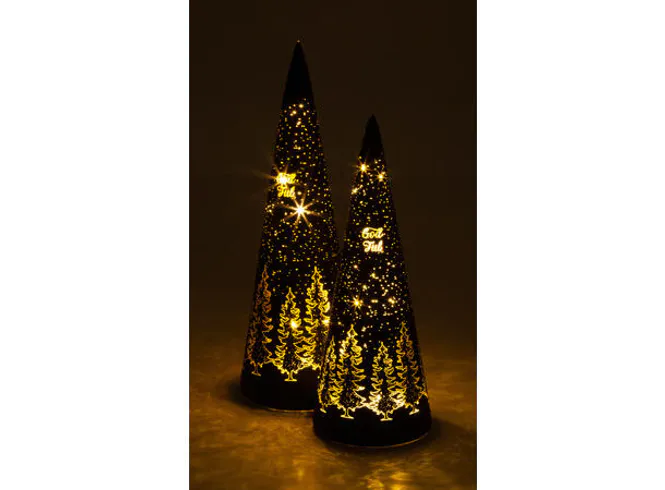 Hovedbilde Lyslykt LED God Jul tre sort kjegle 30cm