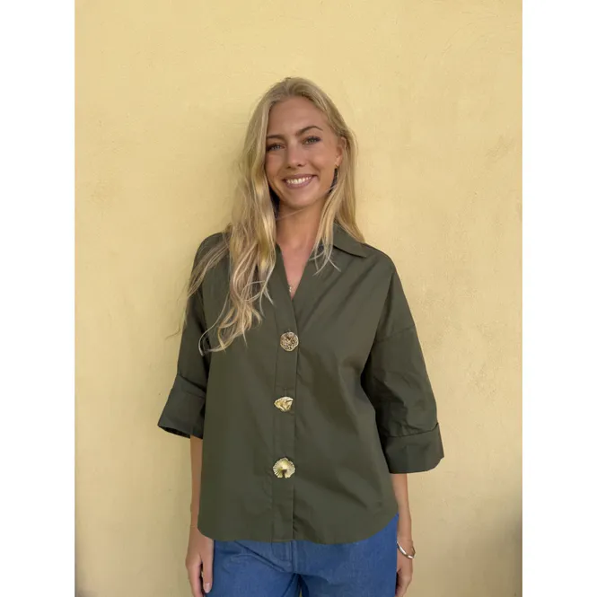 Hovedbilde Augusta Shirt big gold buttons Army
