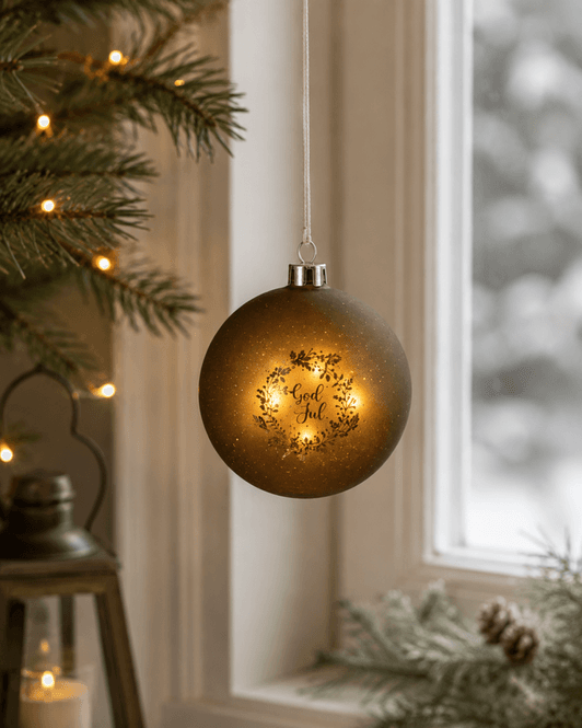 Hovedbilde Lyslykt LED Julekrans brun rund 12cm