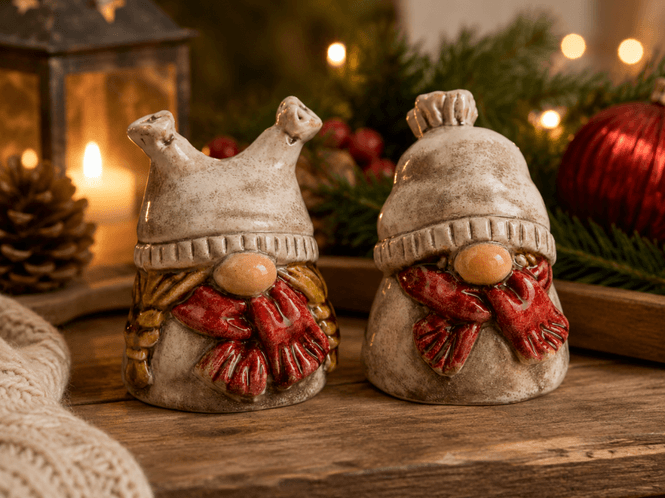 Hovedbilde Nisse beige m/lue keramikk 7,5cm