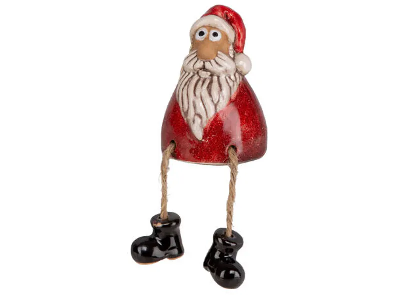 Nisse sittende dingle rød keramikk 8cm