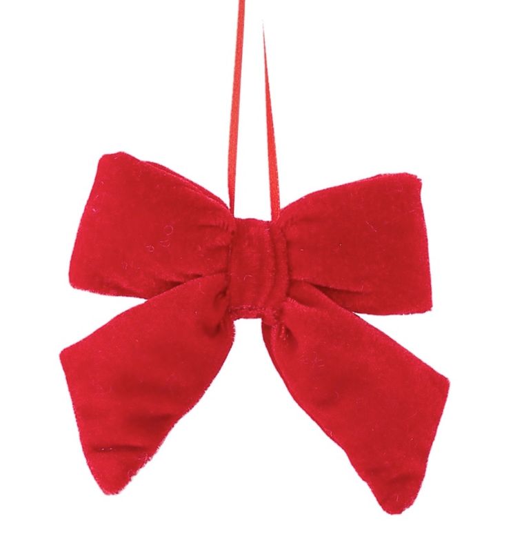 Fløyelssløyfe mini rød 10 cm