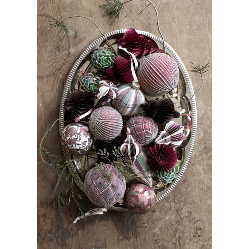 Nomillia ornament 6X13 cm. P. Rose/Green