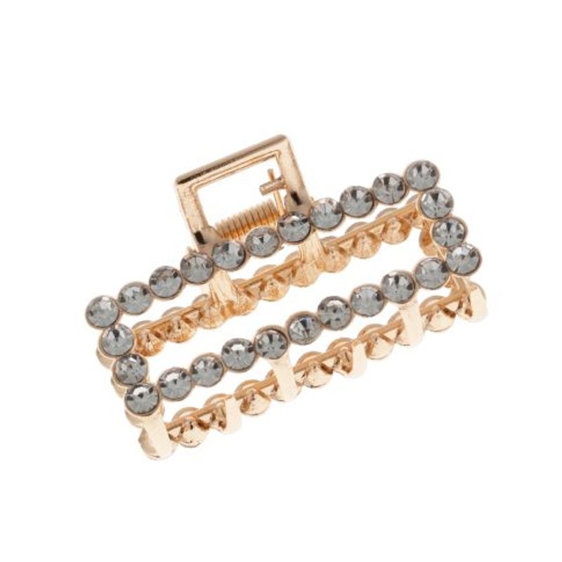 Hairclip square small gold clear