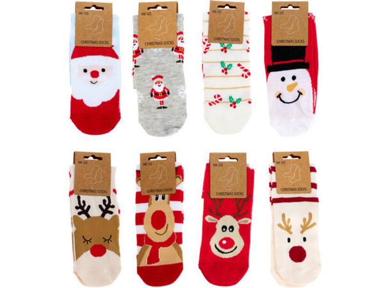 Sokk julemotiv 8 design One size