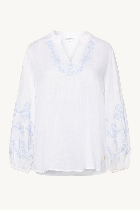 Rilla bluse blått broderi