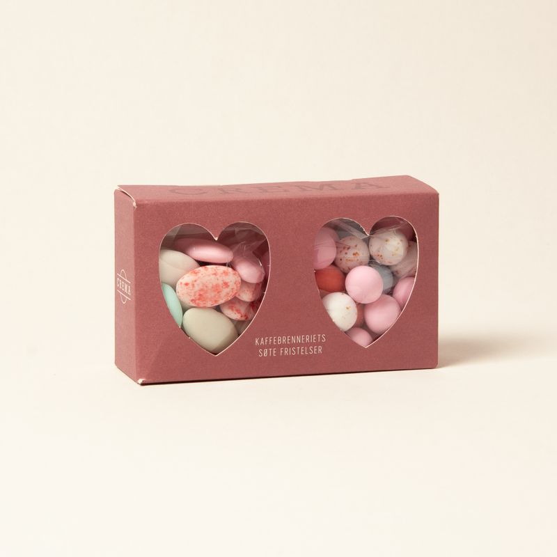 Hjerteeske to hjerter Pastell 200g