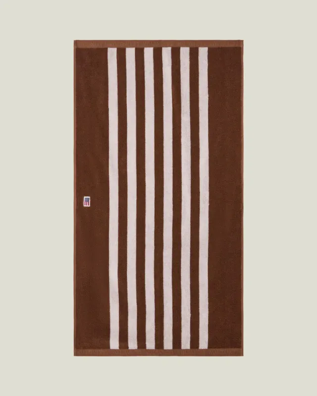 Lexington Striped Terry Towel Fudge/Snow White 50x70