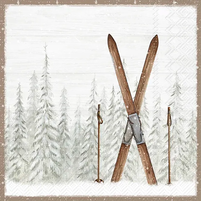 Hovedbilde Servietter Nordic Winter Ski Light Brown Lunch