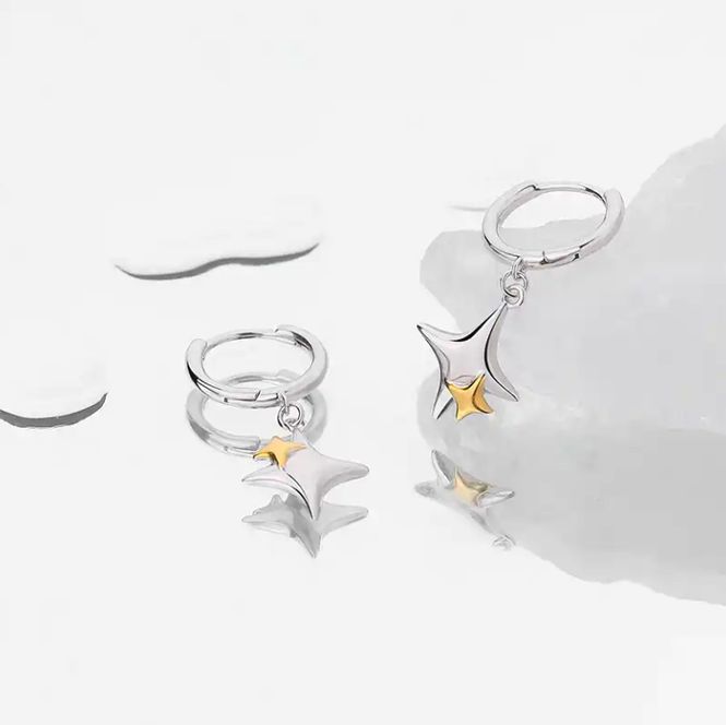 Hovedbilde Double Star Ear 925 Sterling Silver