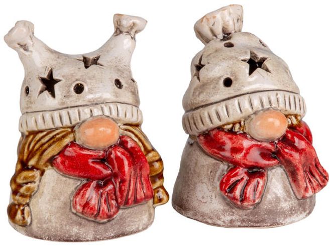 Hovedbilde Nisse beige m/lue keramikk LED 11cm