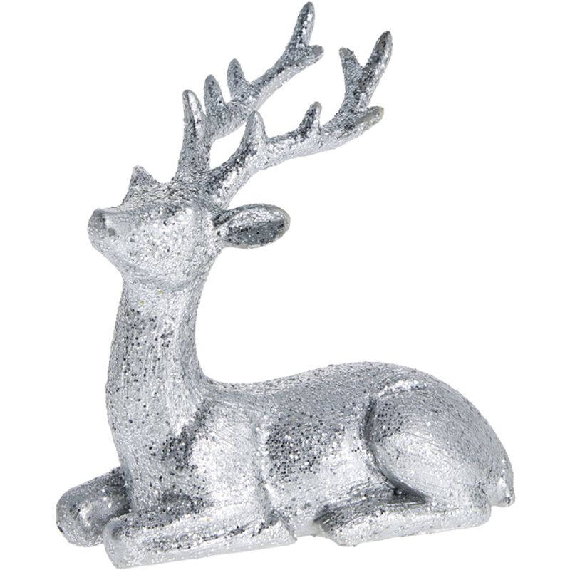 Sissia decoration deer 8.5cm. Silver Liggende